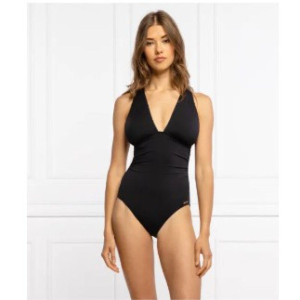 Michael Kors - Black Plunge V-Neck Cross Back One-Piece Swimsuit (NWT) - Size 4